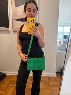 Bottega Veneta Green Intrecciato Woven Crossbody Bag